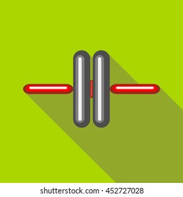 Roller press icon in flat style with long shadow