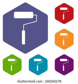 Roller rhombus icons set in different colors. Vector Illustration