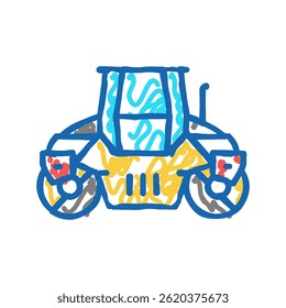 roller road construction machine doodle icon sketch vector. roller road construction machine sign. isolated symbol illustration