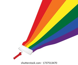 Roller roll rainbow colors. vector