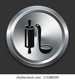 Roller- und Scoop-Symbol für die Sammlung von Metallschaltflächen