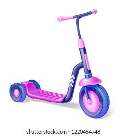 Roller scooter for children. Balance bike. Eco city transport. Vector kick scooter collection. Push cycle isolated on white
