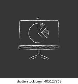 Roller screen with the pie chart. Drawn in chalk icon.