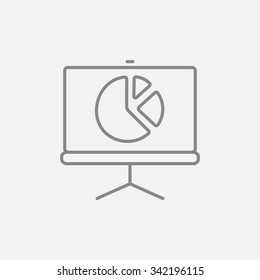 Roller screen with the pie chart line icon for web, mobile and infographics. Vector dark grey icon isolated on light grey background.
