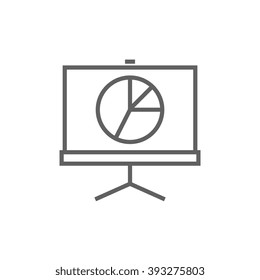 Roller screen with the pie chart line icon.