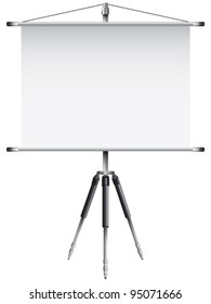 roller screen with tripod against white background, abstract vector art illustration; image contains transparency