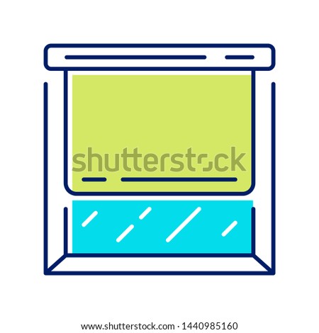 Roller shades color icon. Window blinds. Vertical jalousie. Window blackout treatments. Home, office interior accessory. Kitchen, room darkening decoration. Isolated vector illustration