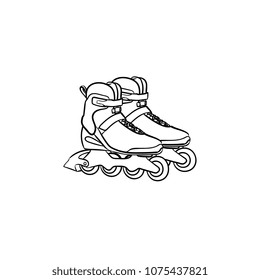 Roller shoes hand drawn outline doodle icon. Roller skates vector sketch illustration for print, web, mobile and infographics isolated on white background.
