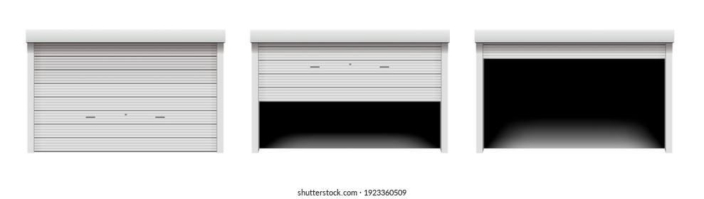 Roller shutter door vector illustration set ( closed and opened )