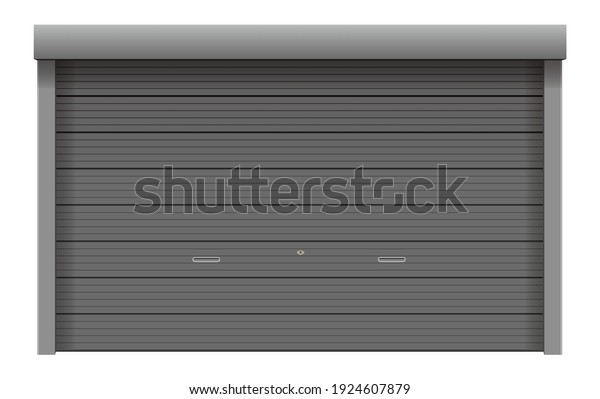 Roller shutter door vector illustration (gray,\
silver, black)