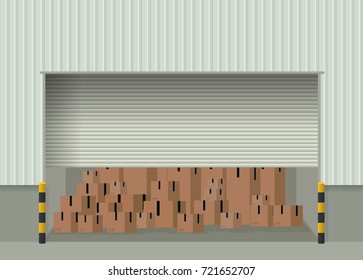 Roller shutter warehouse door. Vector illustration