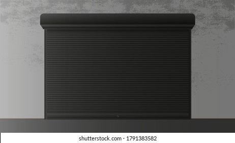 Roller shutter for window 3d. Closed roller shutter for a window. Realistic vector.
