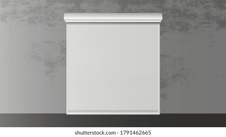 Roller shutter for window 3d. Closed roller shutter for a window. Realistic vector.
