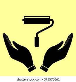 Roller sign. Flat style icon vector illustration.