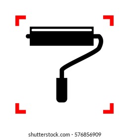 Roller sign illustration. Black icon in focus corners on white background. Isolated.