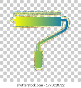 Roller sign illustration. Blue to green gradient Icon with Four Roughen Contours on stylish transparent Background. Illustration.