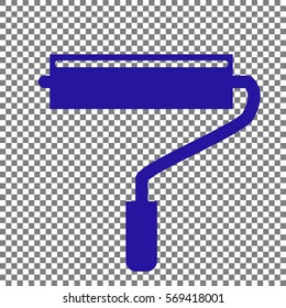 Roller sign illustration. Blue icon on transparent background.