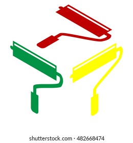 Roller sign illustration. Isometric style of red, green and yellow icon.