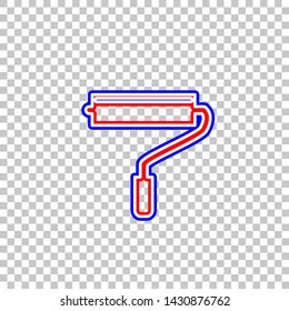 Roller sign illustration. Red, white and contour icon at transparent background. Illustration.