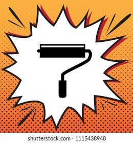 Roller sign illustration. Vector. Comics style icon on pop-art background.