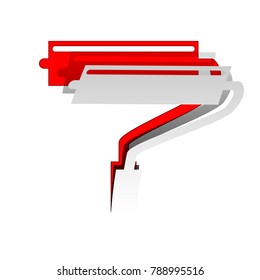 Roller sign illustration. Vector. Detachable paper icon with red body stock. Isolated.