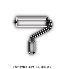 Roller sign illustration. Vector. Double contour black icon with soft shadow at white background. Isolated.