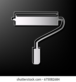 Roller sign illustration. Vector. Gray 3d printed icon on black background.