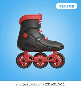 roller skate 3D vector icon set, on a blue background