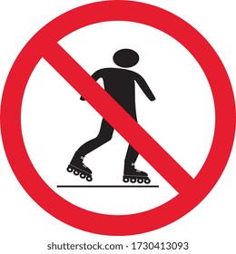 Roller skate ban sign, symbol, Vector illustration
