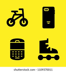roller skate, cellphone, smartphone and bicycle vector icon set. Sample icons set for web and graphic design
