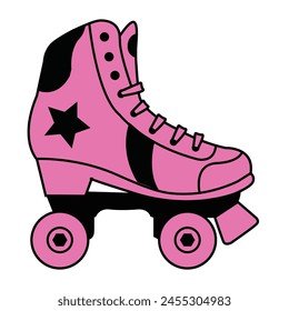 Rollschuh , Rollschuhschnitt, Rollschuh, Rollschuh, Skate, Girl Power , Roller Girl , Geburtstagsschnitt, Vektorgrafik, Clipart Girl.