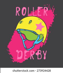 Roller skate and roller derby graphic design for t-shirt