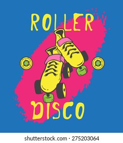 Roller skate and roller derby graphic design for t-shirt