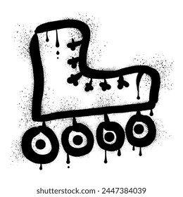 Roller skate graffiti drawn with black spray paint