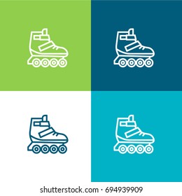 Roller skate green and blue material color minimal icon or logo design