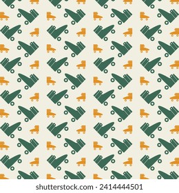 Roller Skate green yellow concept trendy repeating pattern vector illustration background