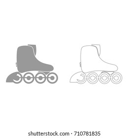 Roller skate grey set icon .