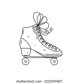Roller skate in hand drawn doodle style. Vector illustration. Doodle roller skates icon.