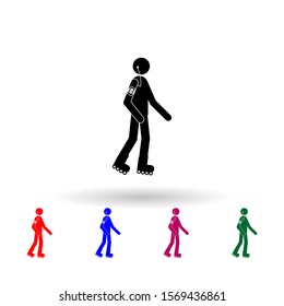 Roller skate with headphones multi color icon. Simple glyph, flat vector of music icons for ui and ux, website or mobile application