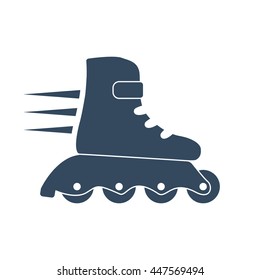 Roller skate icon. Black silhouette on a white background. Sports Equipment. Vector illustration of flat design style.