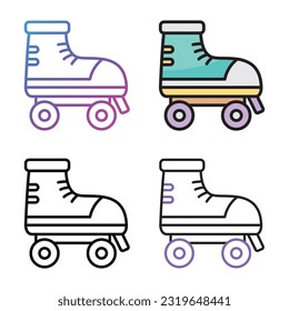 Roller skate icon design in four variation color