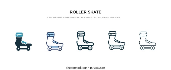 roller skate icon in different style vector illustration. two colored and black roller skate vector icons designed in filled, outline, line and stroke style can be used for web, mobile, ui