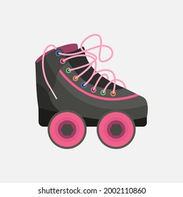 Roller skate icon - hand drawn vector illustration, flat color design.