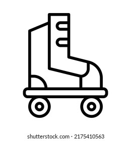 Roller Skate Icon. Line Art Style Design Isolated On White Background