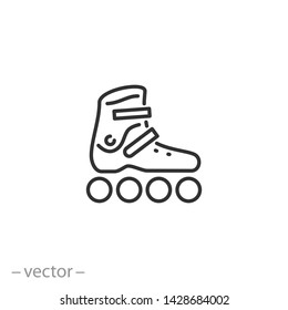 roller skate icon, line symbol on white background - editable stroke vector illustration eps10