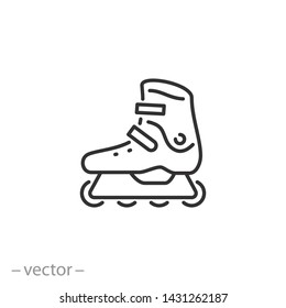 roller skate icon, line symbol on white background - editable stroke vector illustration