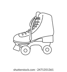 Roller skate icon line symbol. Colouring page y2k, 2000s aesthetic, retro nostalgia.