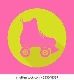 roller skate icon with a long shadow on white