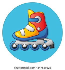 Roller skate icon on a blue background.