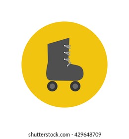 Roller skate icon on a yellow background. Vector illustration